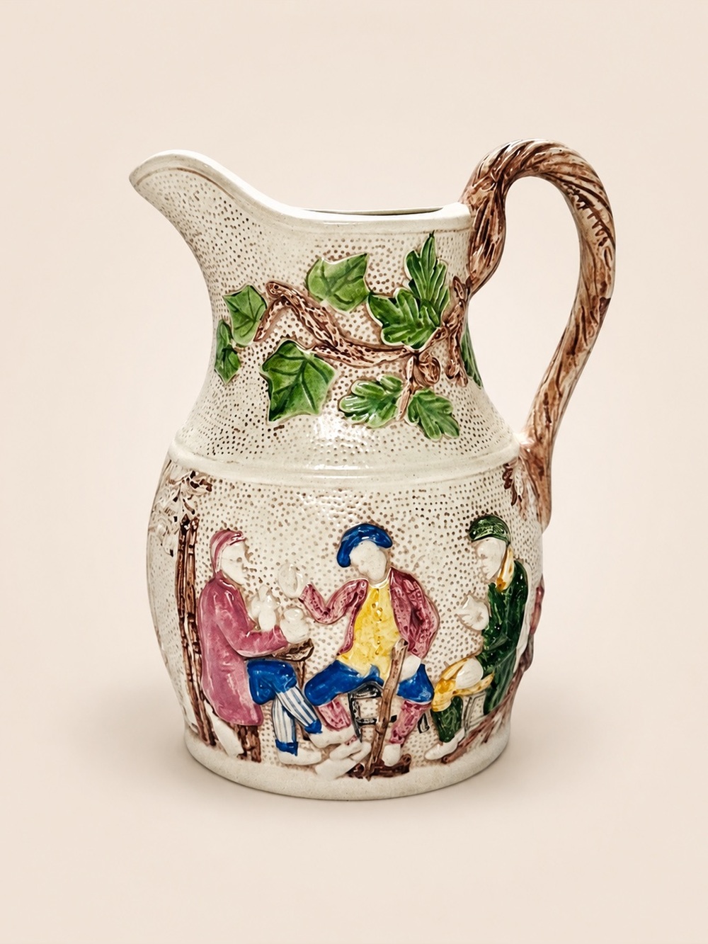 Vintage Folk Art Ceramic Pitcher Handcrafted March 1970 Signed S.F. Cream Jug
